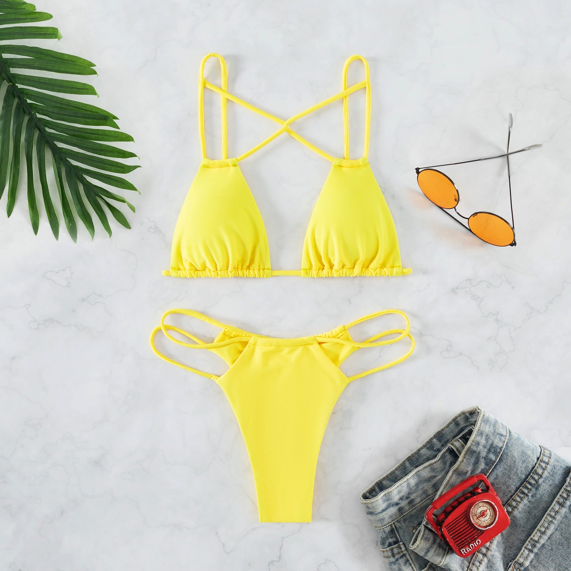 Two Piece Solid Color Bikini Swimsuits For Women