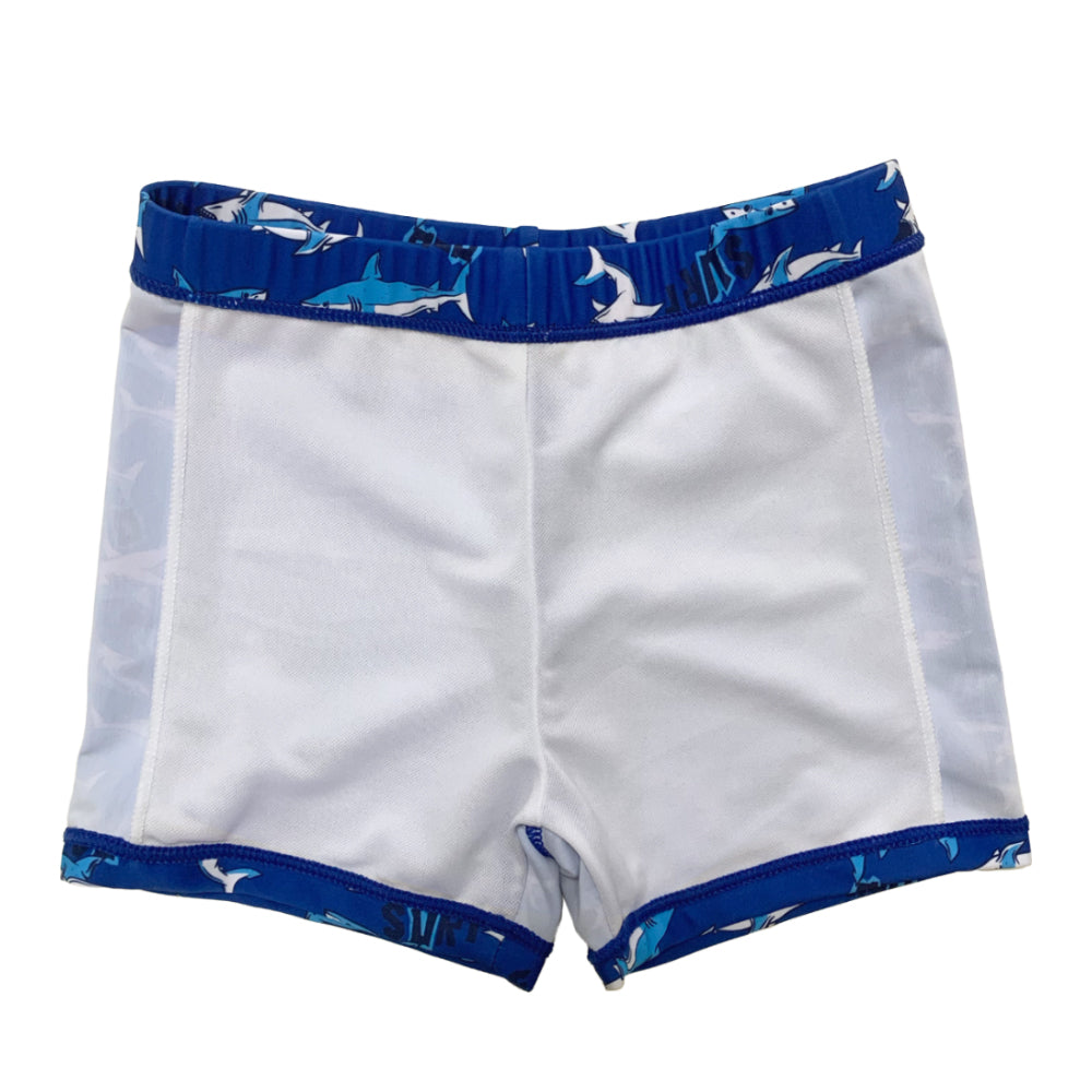 Boys Swim Wear Custom Kids Cartoon Swimsuit Short Sleeve Rash Vest Two Piece Set of Beach Wear Swimwear With Shark Print