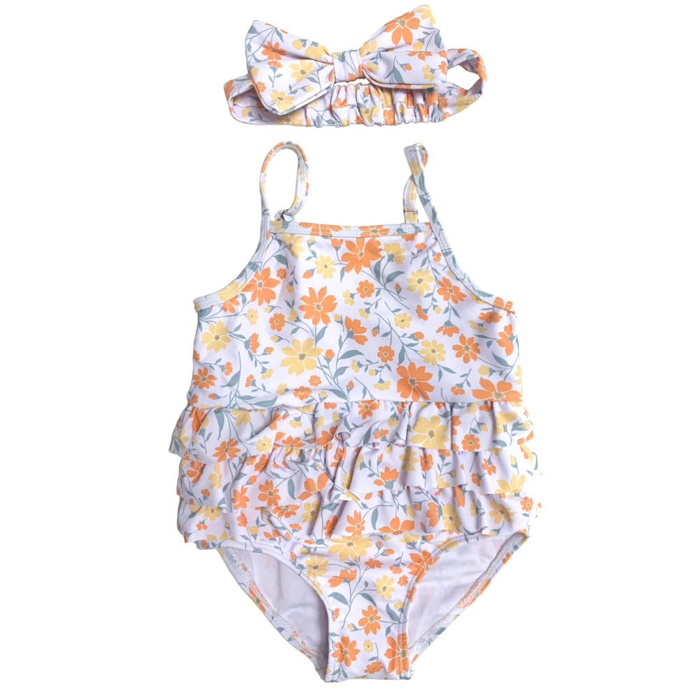2023 Girls One Piece Swimwear Girls Floral Swimsuit