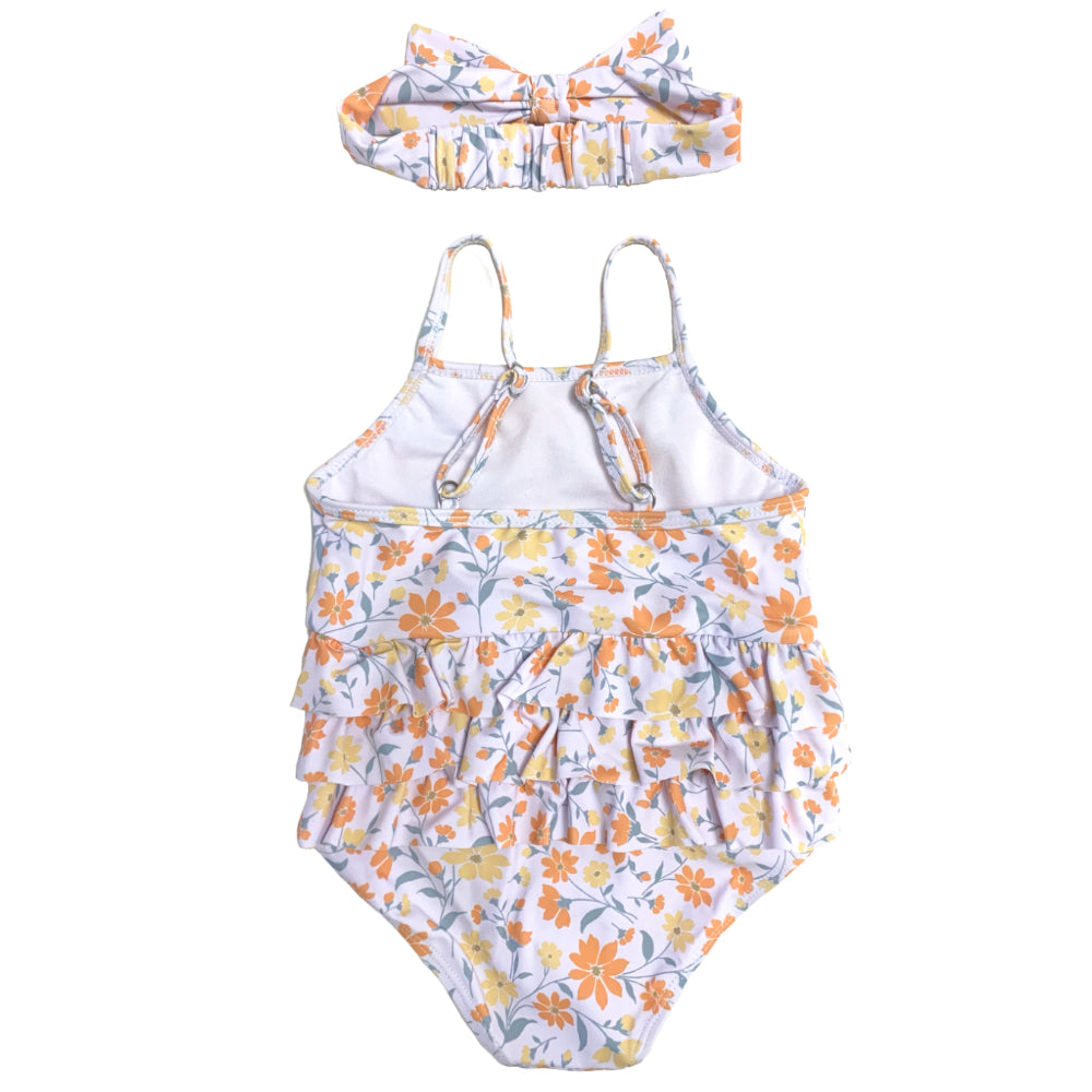 2023 Girls One Piece Swimwear Girls Floral Swimsuit