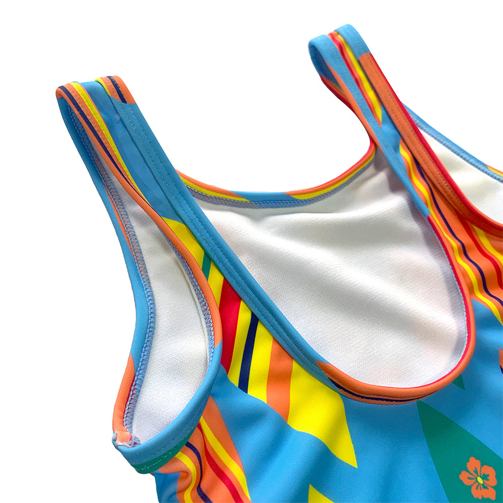 Girls cute swimwear one piece swimsuit blue beach wear for holiday
