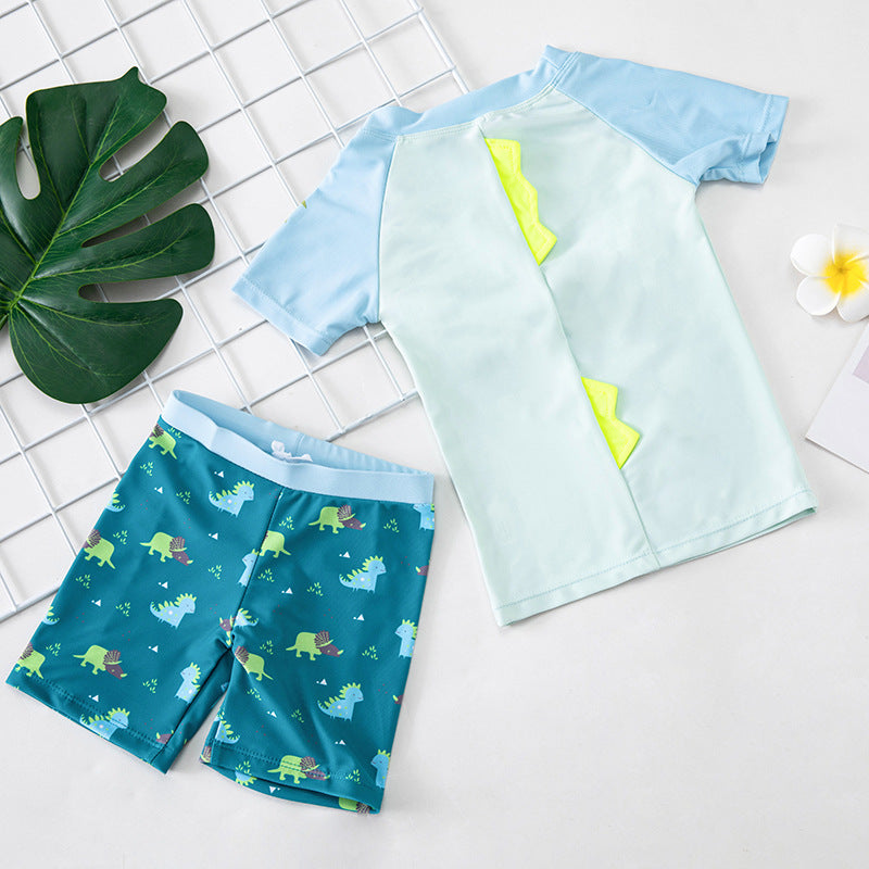 3Pc Cartoon Dinosaur Boys Swimwear Bathing Suit Set