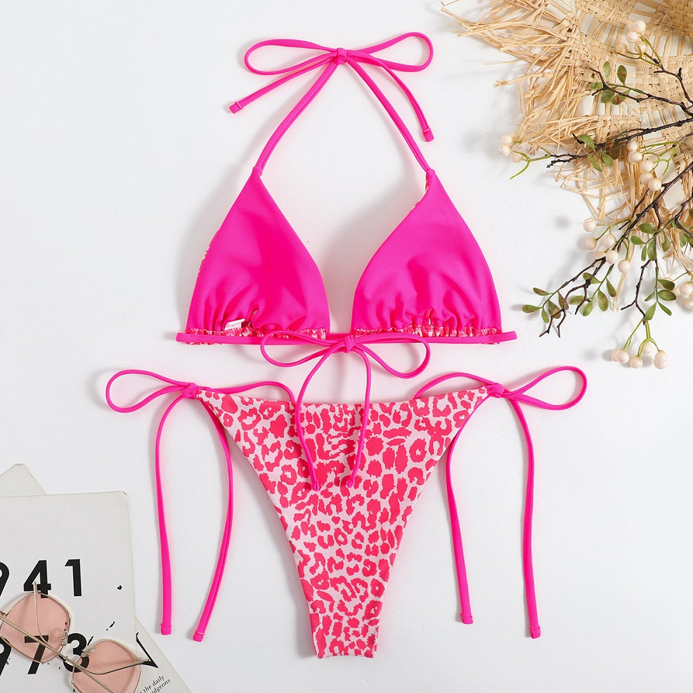 2 Pieces Sexy Bikini Set Leopard Print Swimwear For Women