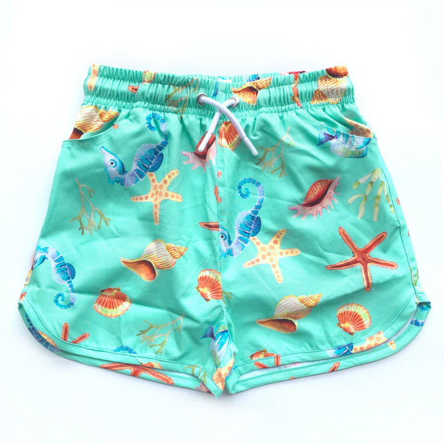 Hot sale girls swim trunk beach shorts for summer holiday with pocket