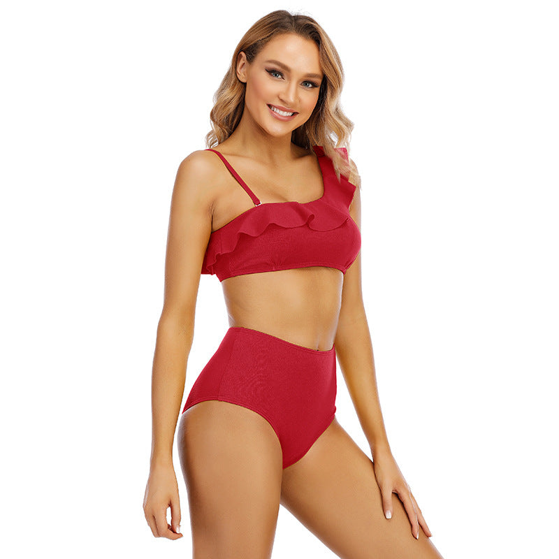 Two Piece High Waist Ruffle Bathing Swimwear