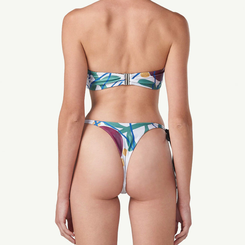 2 Pieces Bandeau Bikini Set Strapless Print Women Swimwear
