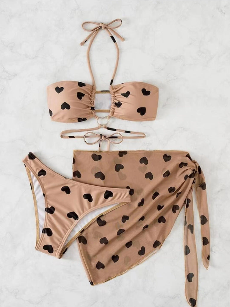 New Three Piece Sexy Micro Bikini With Sheer Mesh Skirt