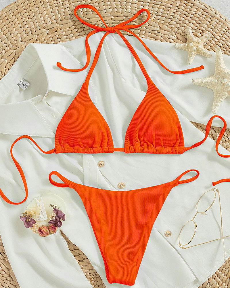2 Pieces Sexy Bikini Set Solid Swimsuits