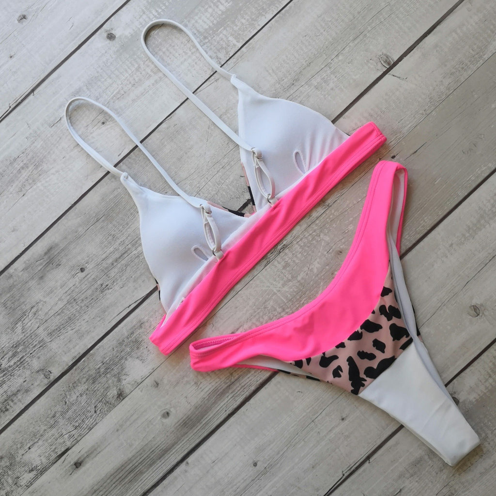 2023 Sexy Leopard Low Waist Triangle Splice Beach Swimsuit