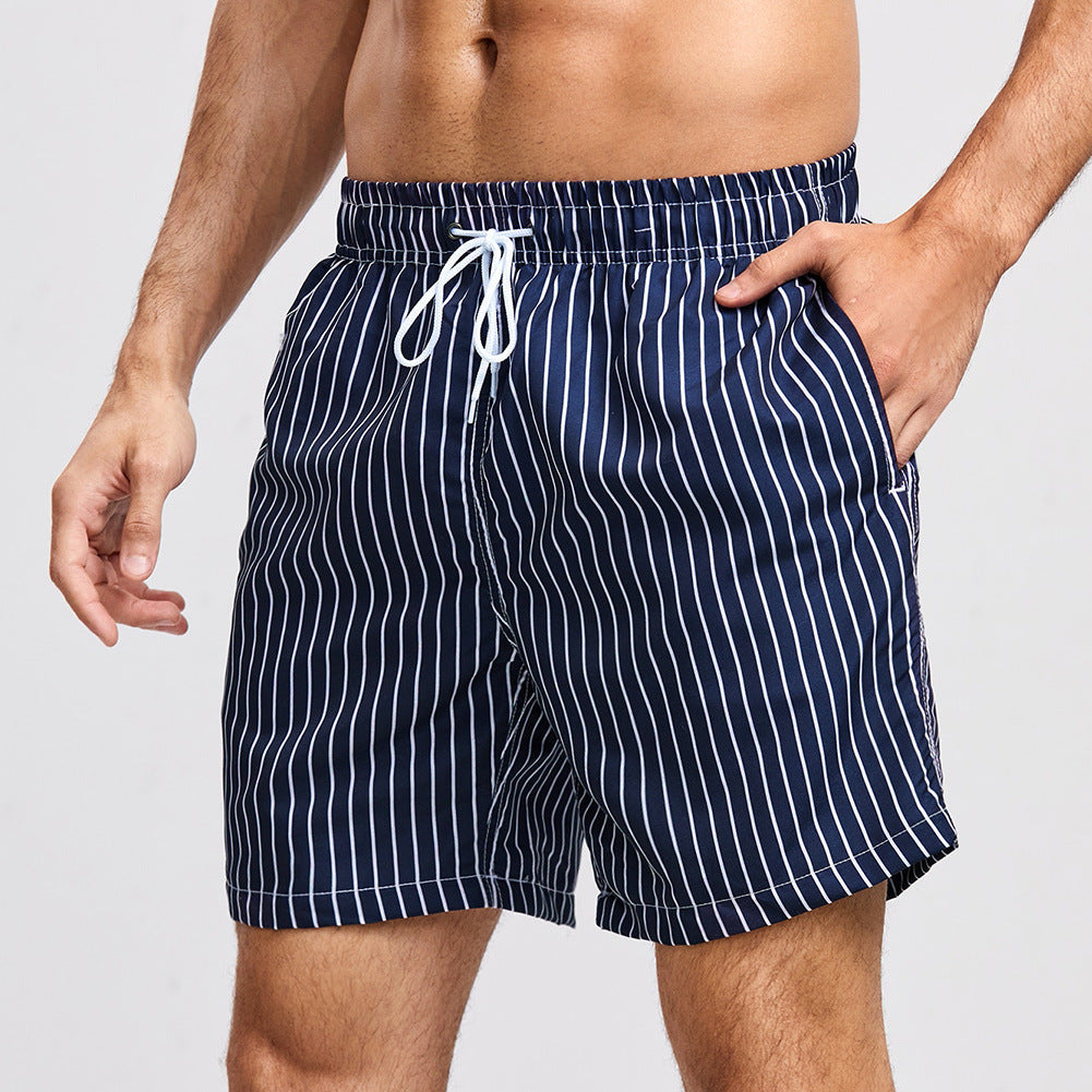 Mens Stripe Plus Size Swim Trunk