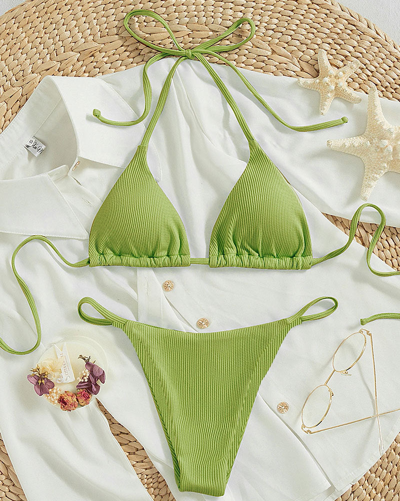 2 Pieces Sexy Bikini Set Solid Swimsuits