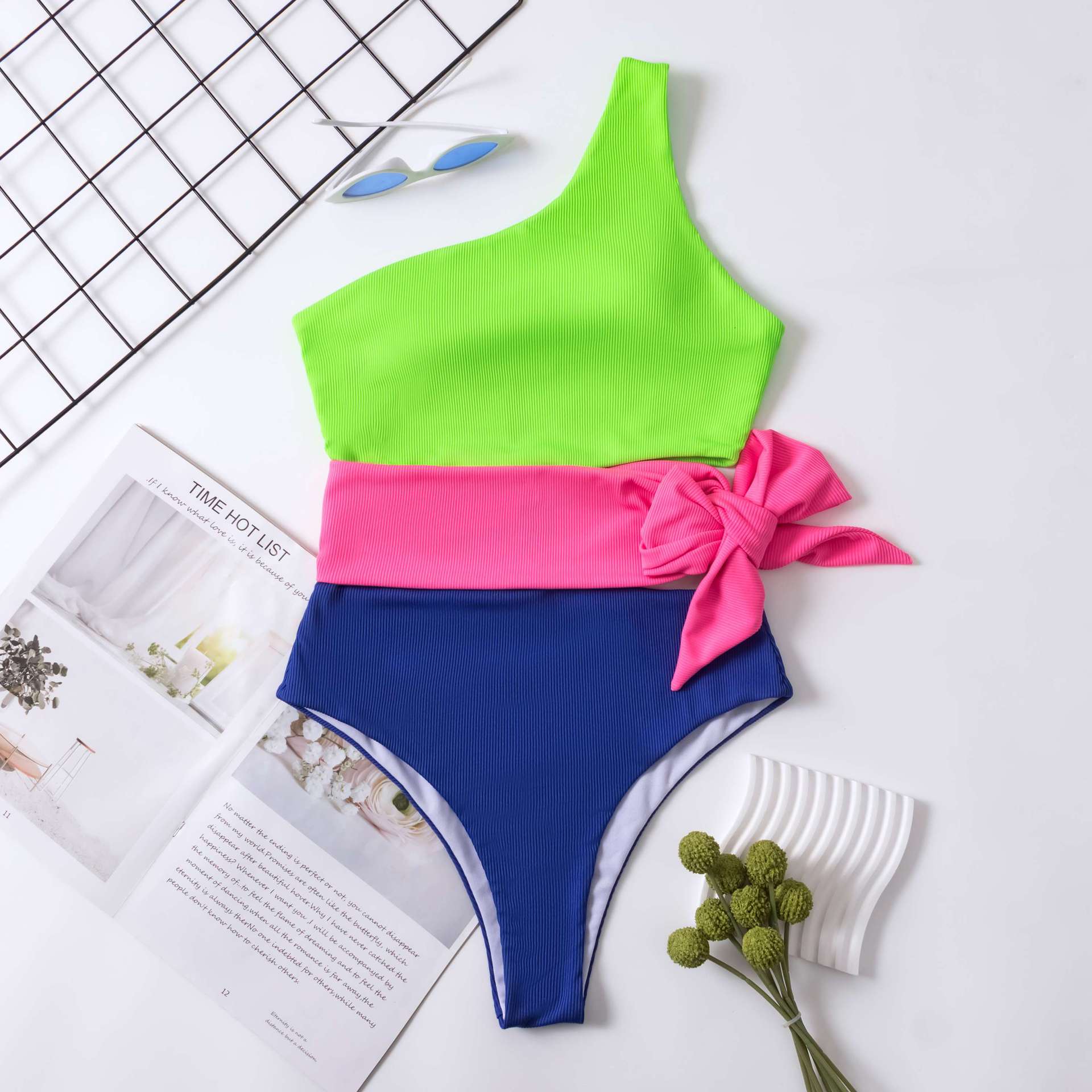 Sexy Patchwork Swimwear Women Hollow Out Swimsuit Bathing Suit