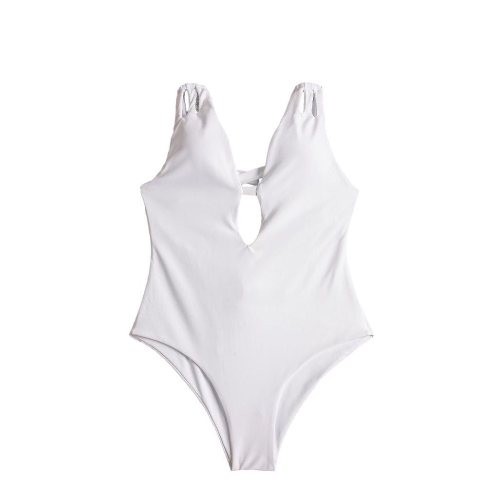2023 New Biquini Ladies Backless Solid Color One Piece Swimsuit