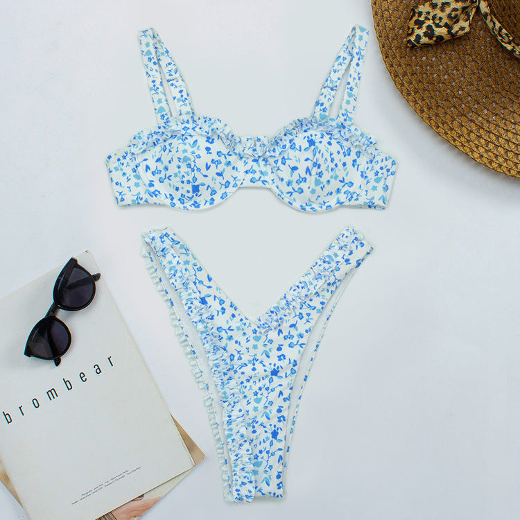 2 Pieces Sexy Bikini Set Floral Print Young Girls Swimwear