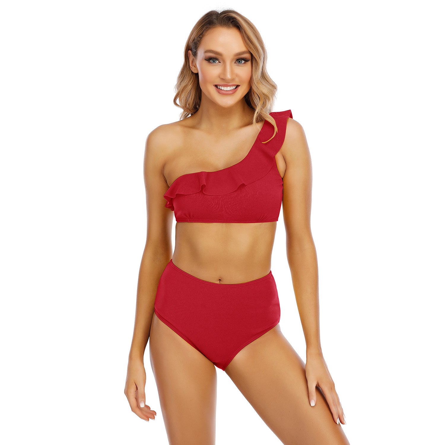 Two Piece High Waist Ruffle Bathing Swimwear