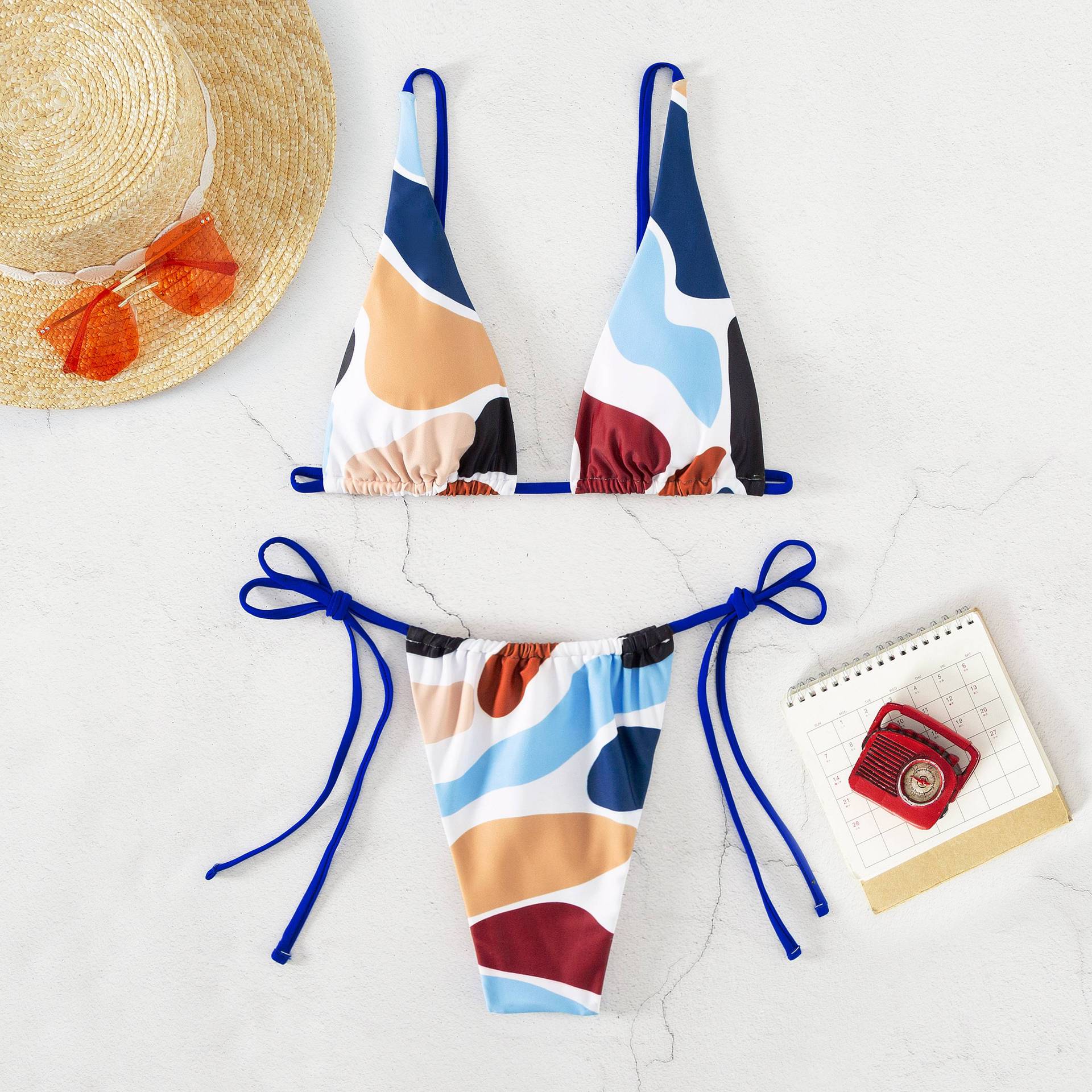 Two Piece Sexy String Triangle Print Bikini Swimwear