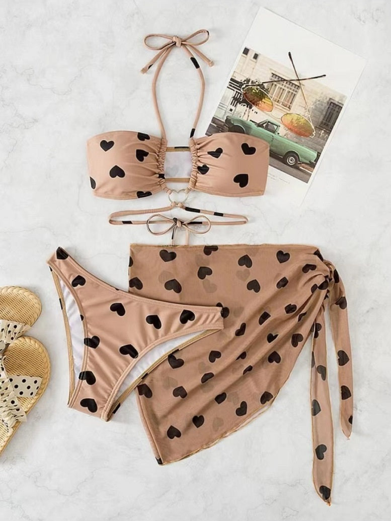 New Three Piece Sexy Micro Bikini With Sheer Mesh Skirt