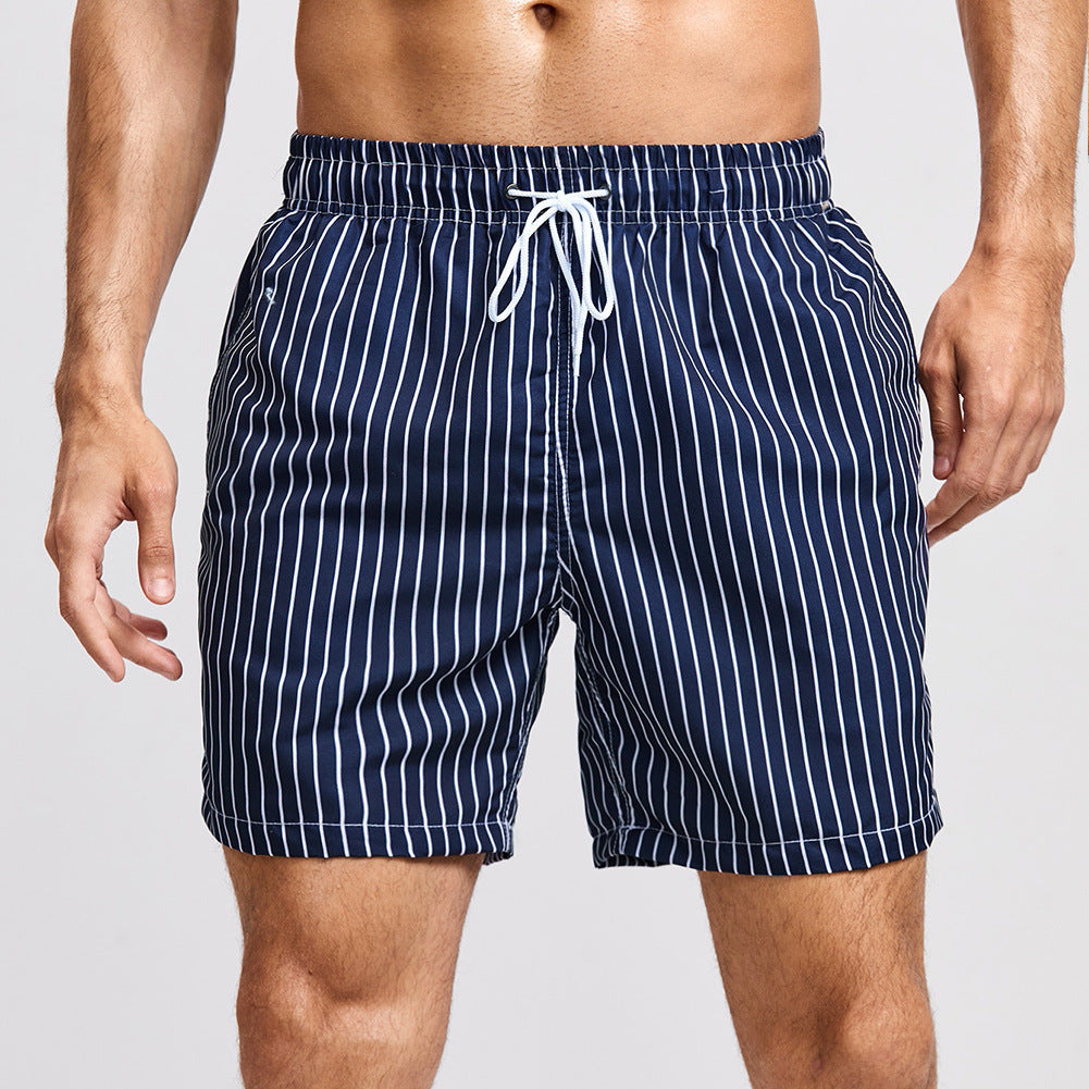 Mens Stripe Plus Size Swim Trunk