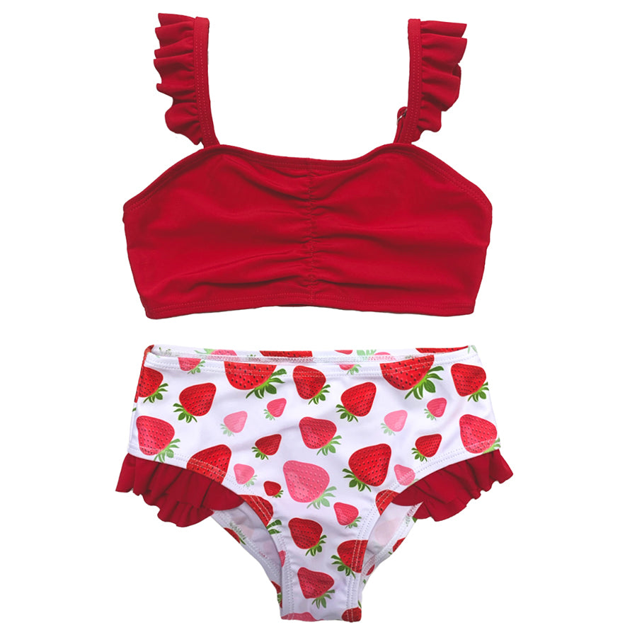 Three Pieces Red Swimming Beach Wear Swimsuit Girls Swimwear