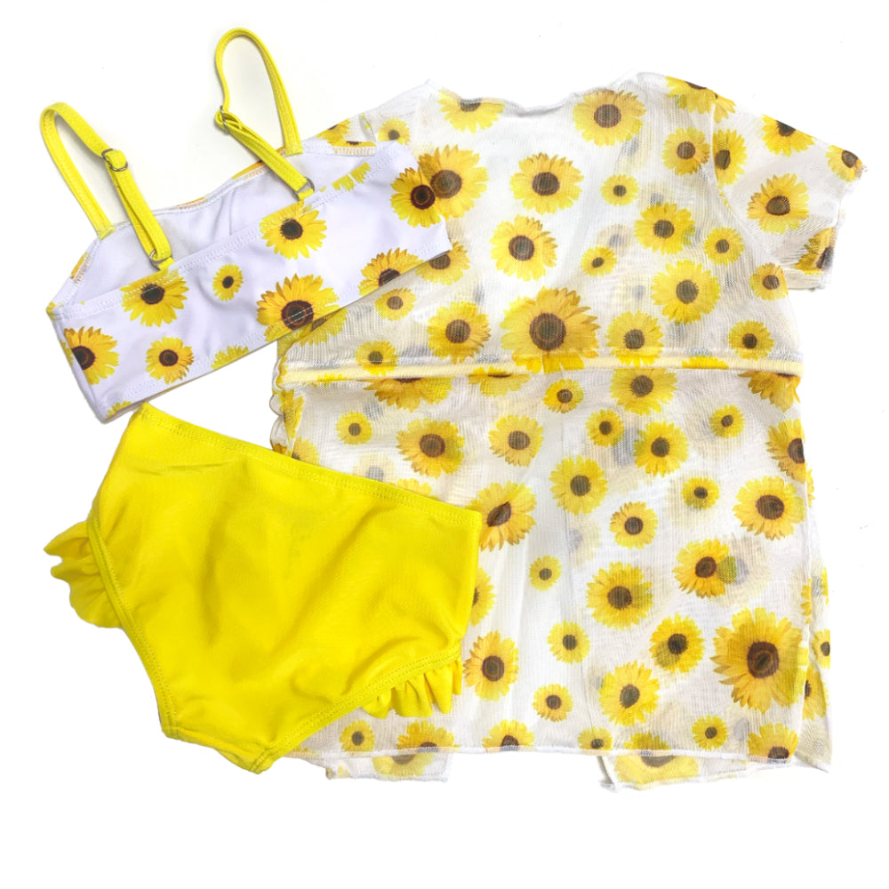 Three Pieces Swimwear Bikini Set With Cover Up Kids Swimming Suit