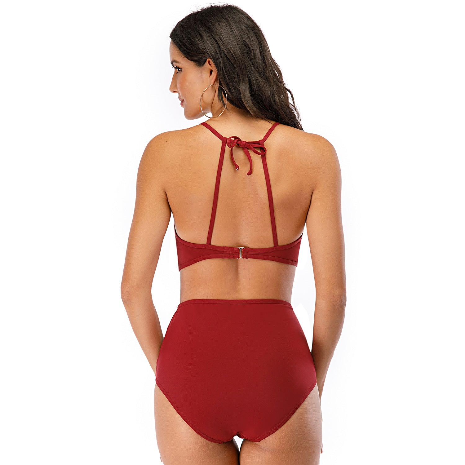 Sexy Hollow Suspenders Split Triangle Swimsuit