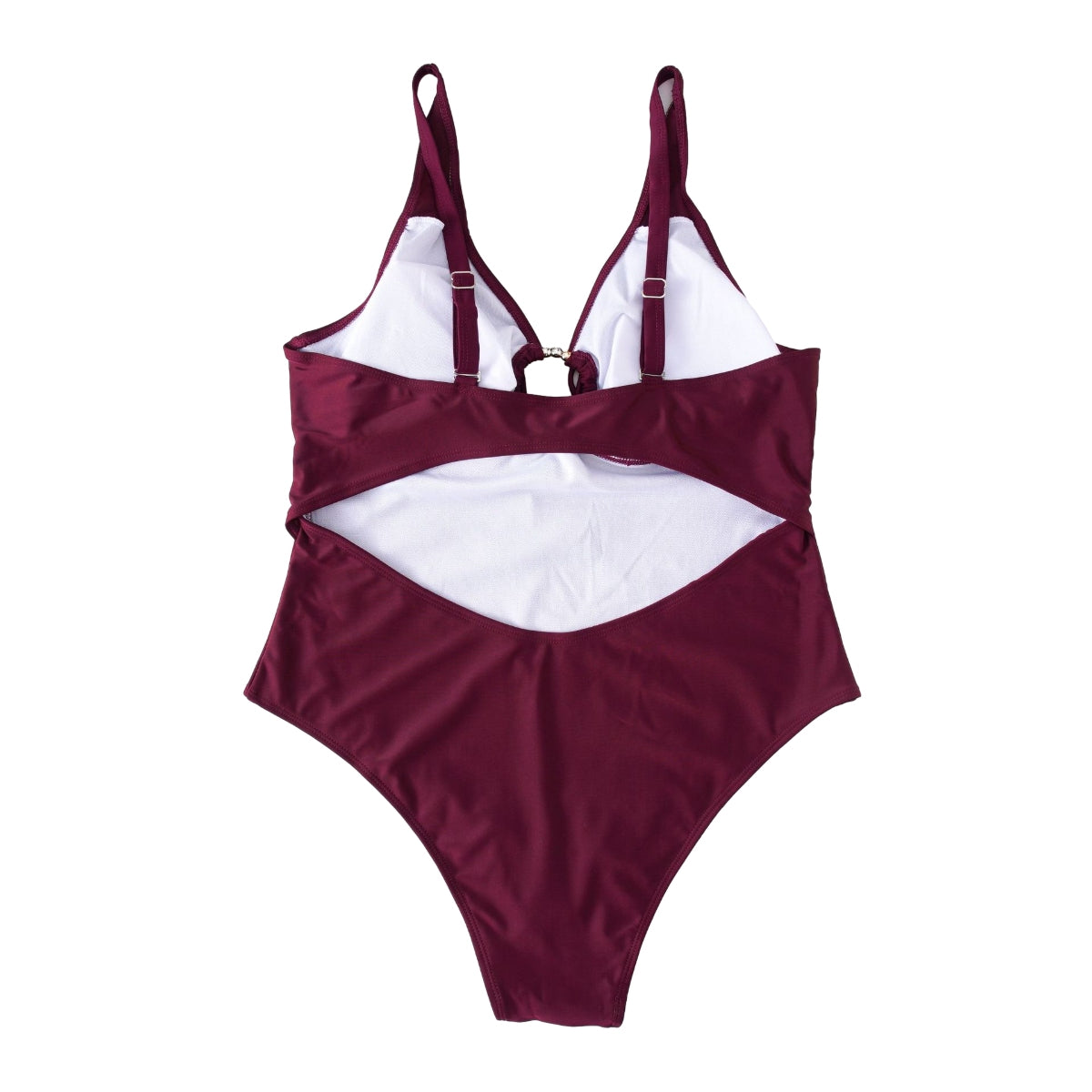 Plus Size Tie Bodysuit cutout Deep V Swimwear