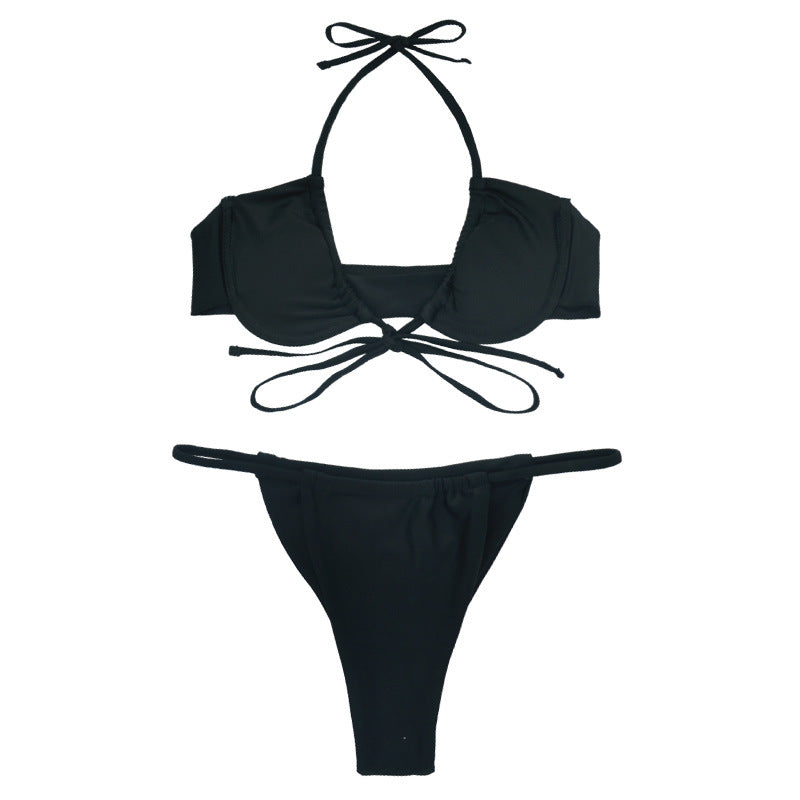 Mini Micro Bikini Split String Halter Neck Swimsuit