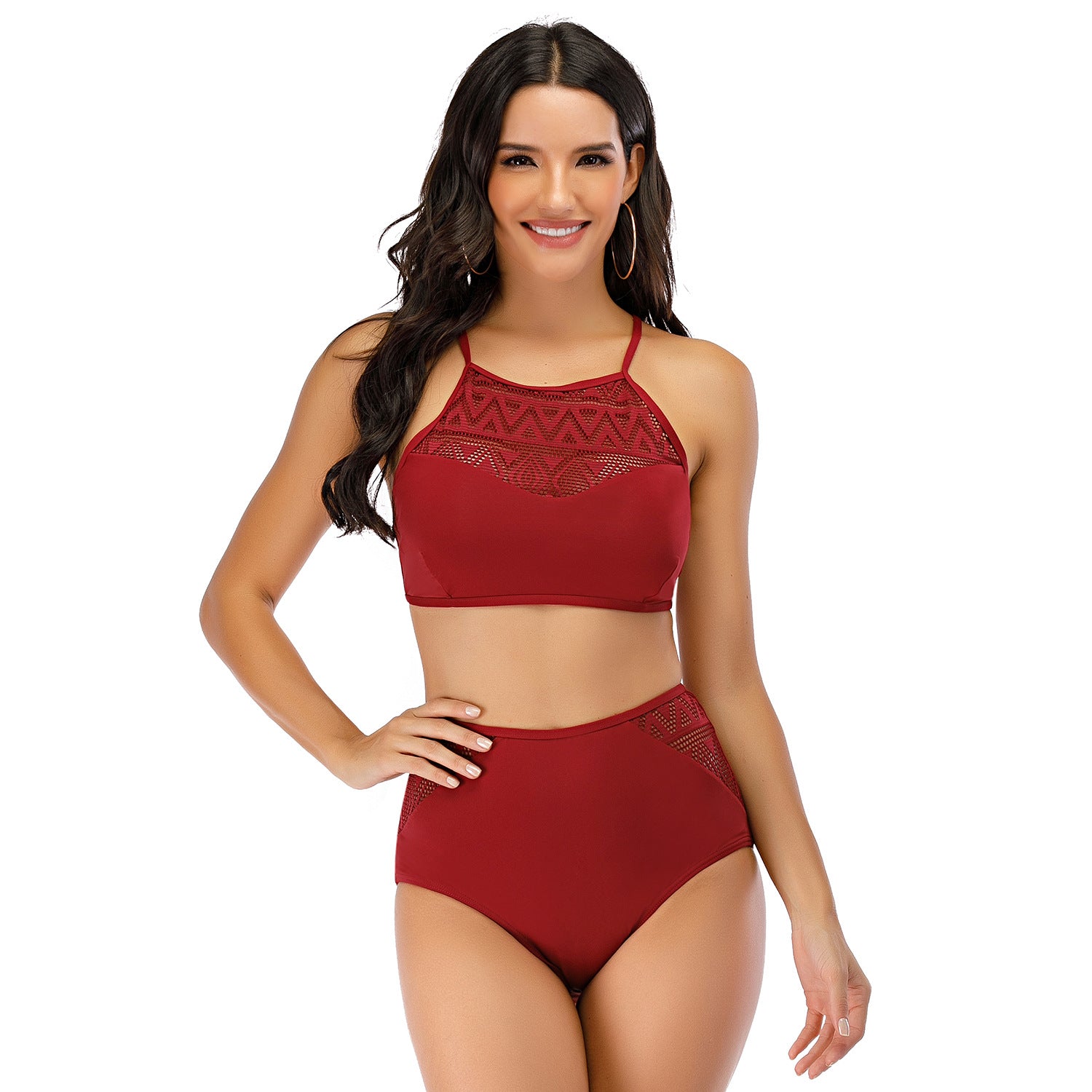 Sexy Hollow Suspenders Split Triangle Swimsuit