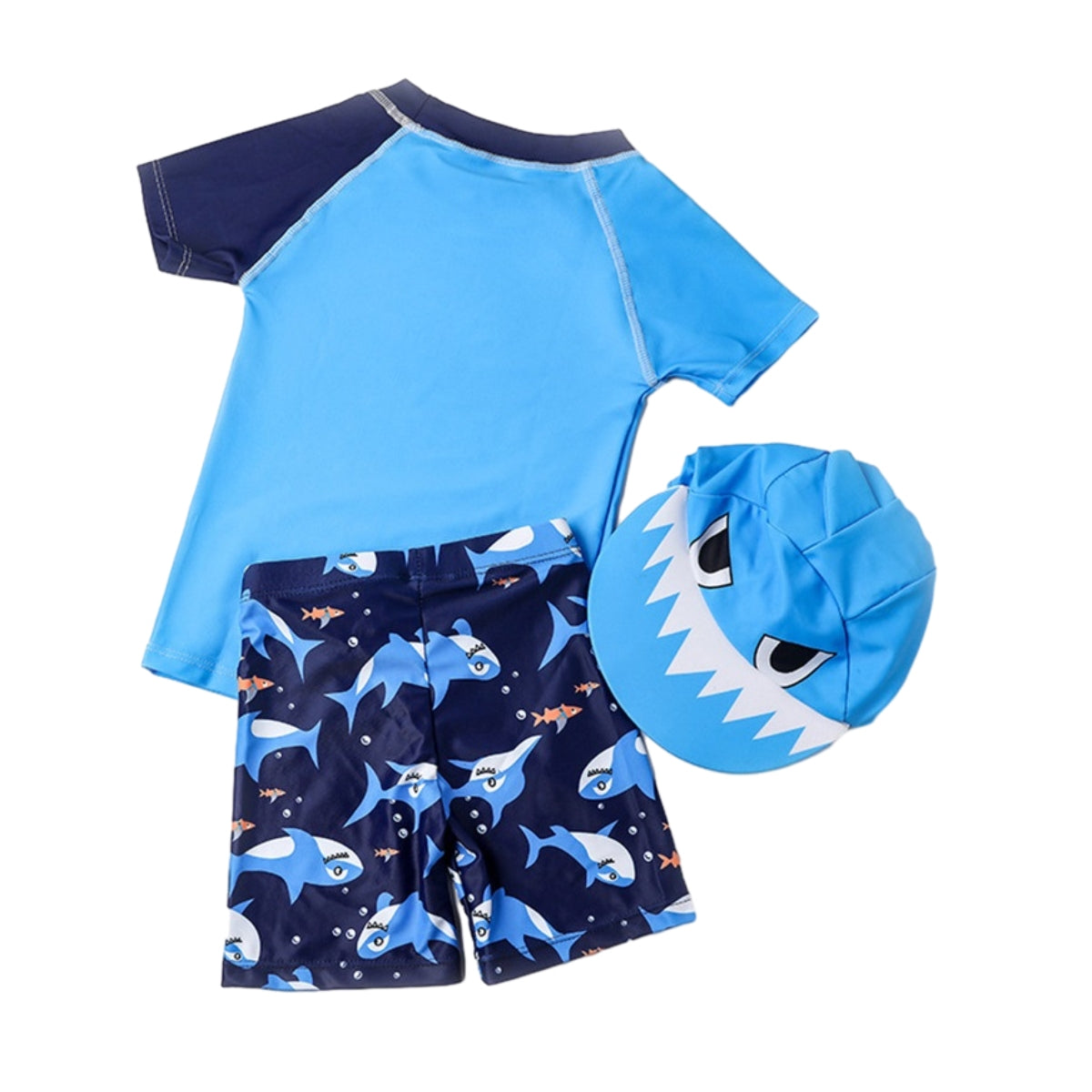 3Pc Cute Cartoon Shark Boys Swimwear Bathing Suit Set