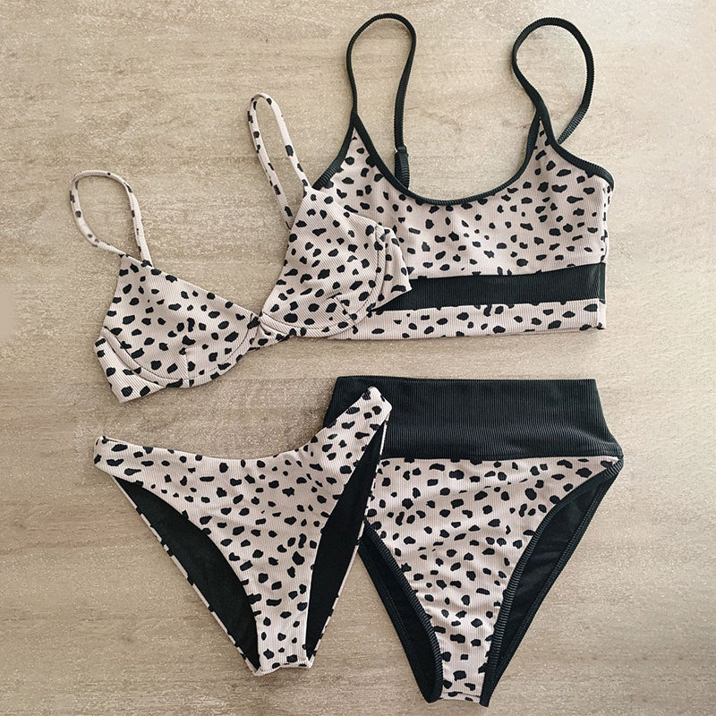 2 pieces Bikini Set Leopard Print High Waist Women's swimsuit