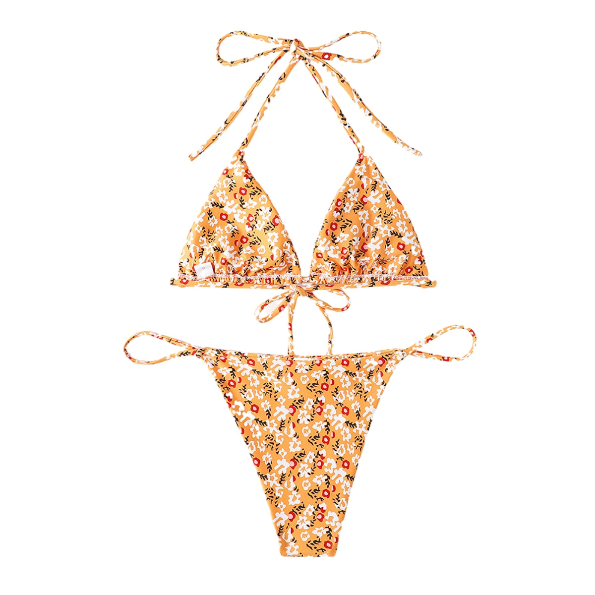 2 Pieces Floral Print Bikini Set Geometric Women Swimwear