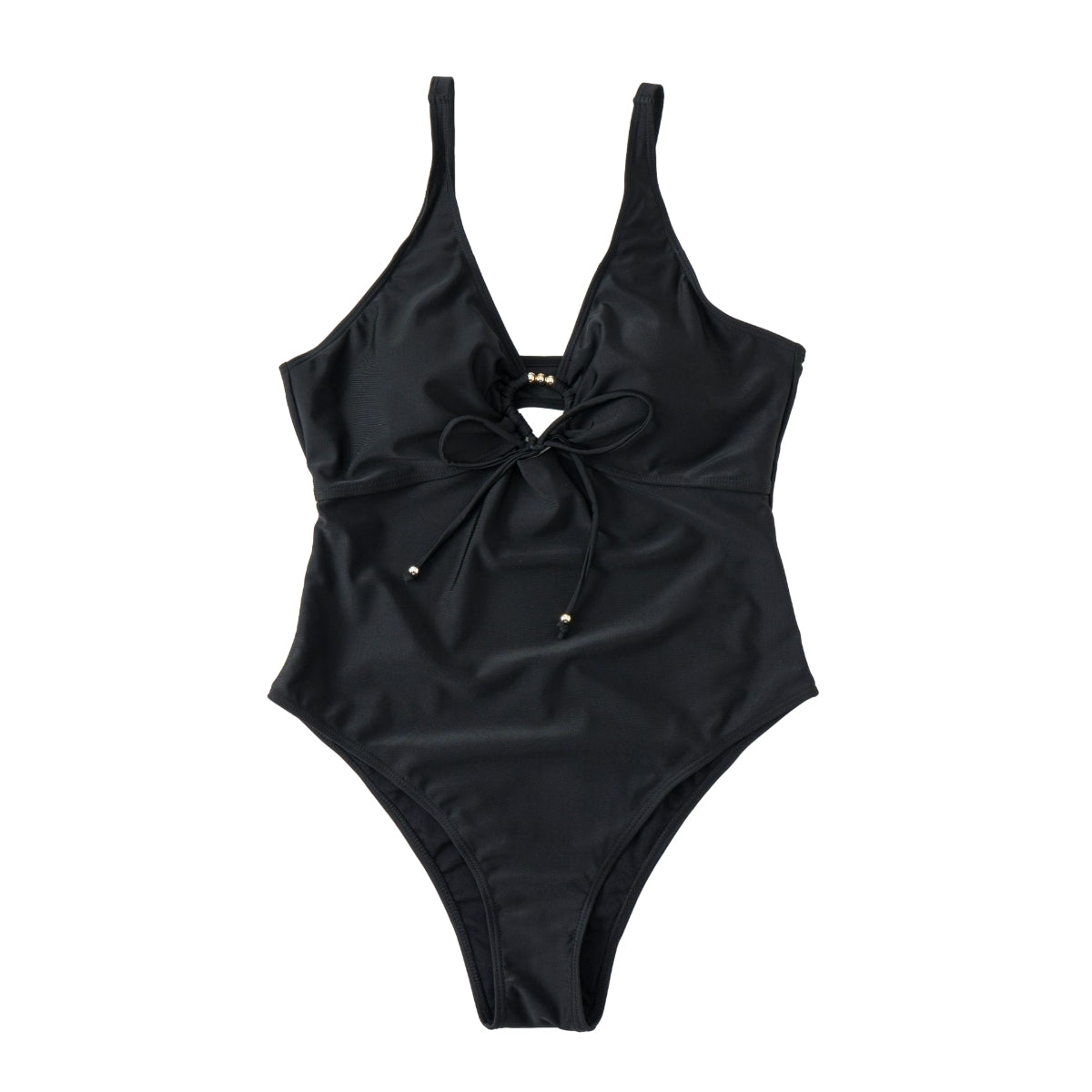 Plus Size Tie Bodysuit cutout Deep V Swimwear