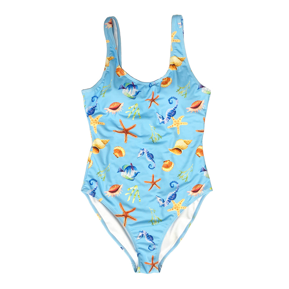 Fashion women one piece swimwear summer holiday blue swimwear