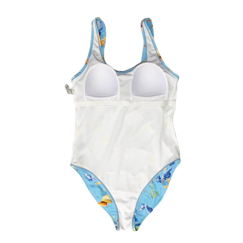 Fashion women one piece swimwear summer holiday blue swimwear