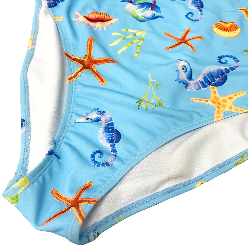 Fashion women one piece swimwear summer holiday blue swimwear