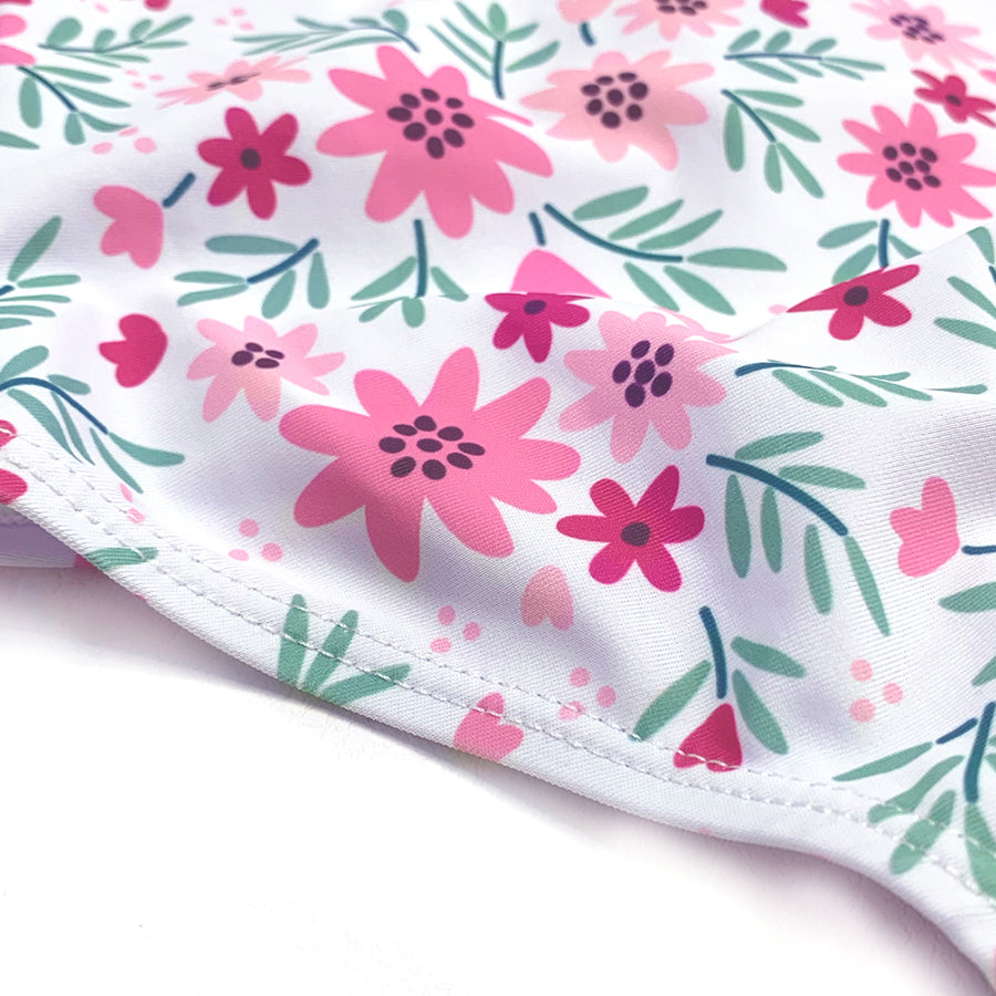Girls One Piece Swimwear With Head Band AOP Print Kids Beachwear Long Sleeves SwimSuit