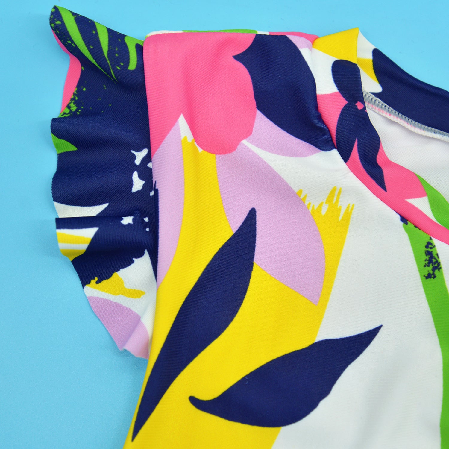 Women One-piece Swimwear Sexy Flower Print Zipper Swimsuit