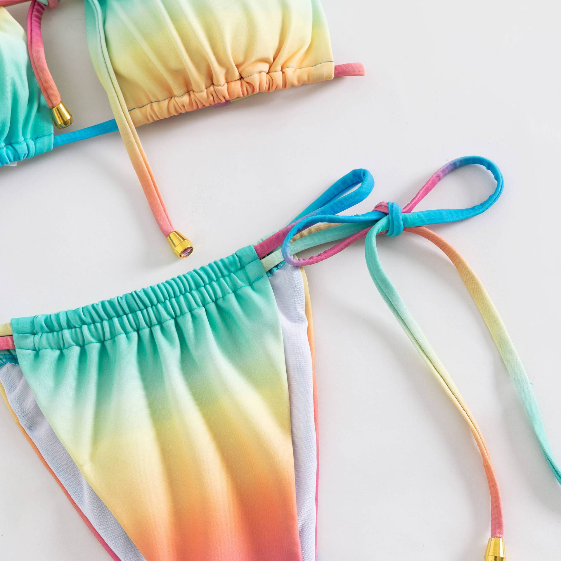 Sexy rainbow gradient split swimsuit