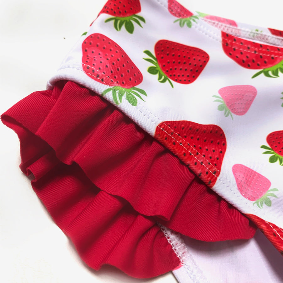 Three Pieces Red Swimming Beach Wear Swimsuit Girls Swimwear