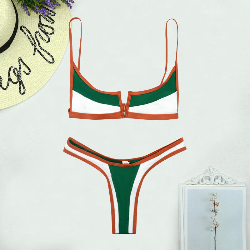 Vintage Retro Bikini Patchwork Swimsuit