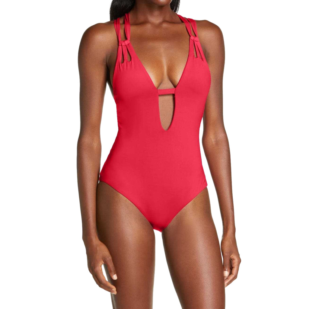 2023 New Biquini Ladies Backless Solid Color One Piece Swimsuit