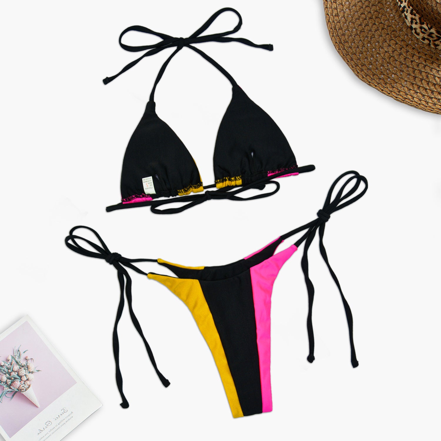 2 Piece Sexy Patchwork Halter Straps Swimsuit