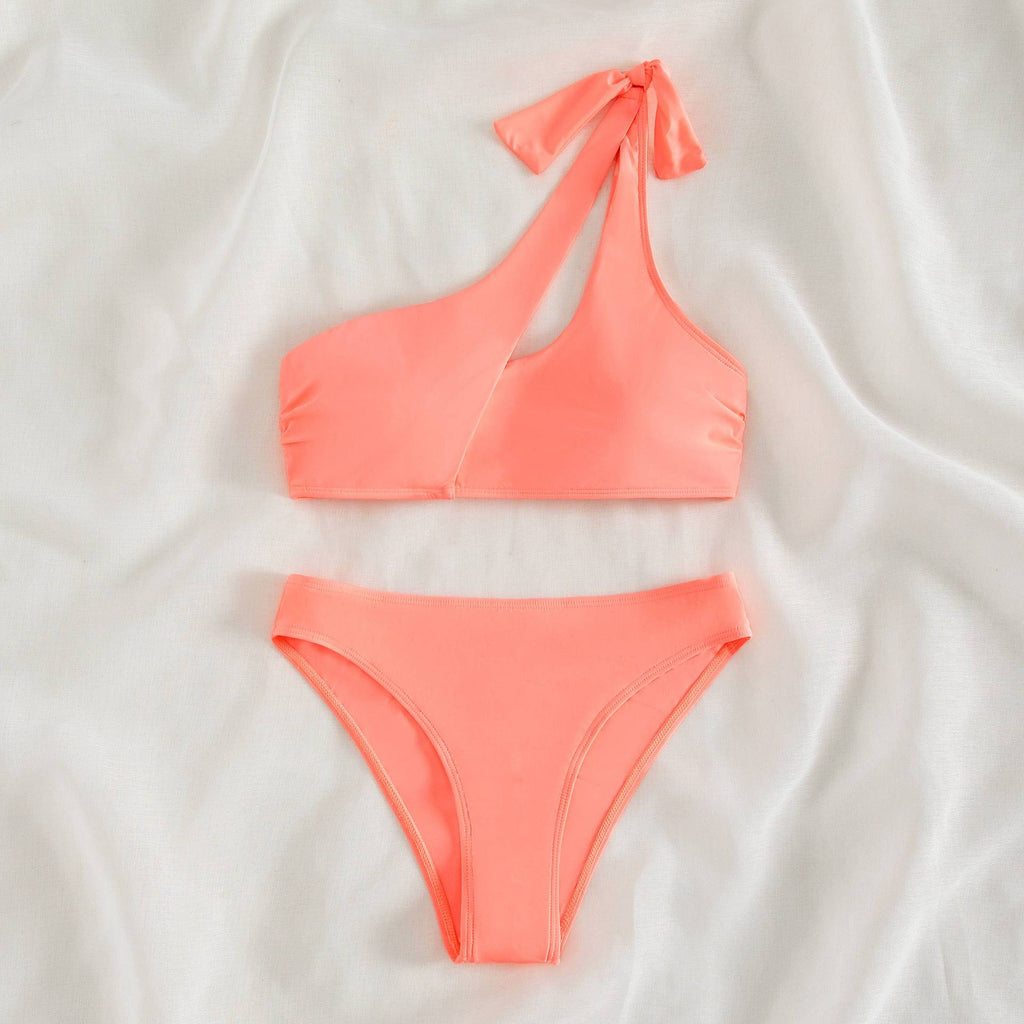 One Shoulder Solid Brazilian Bikini