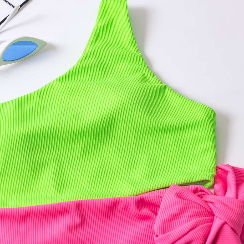 Sexy Patchwork Swimwear Women Hollow Out Swimsuit Bathing Suit