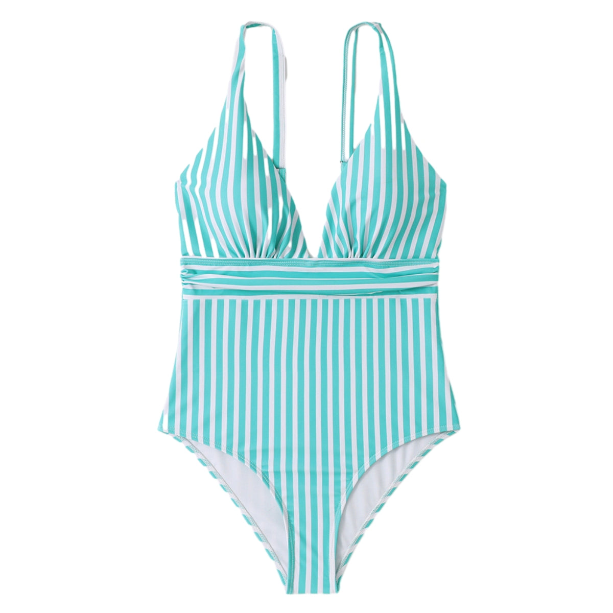 Women One Piece Swimwear Sexy V Neck Striped Women Swimsuit