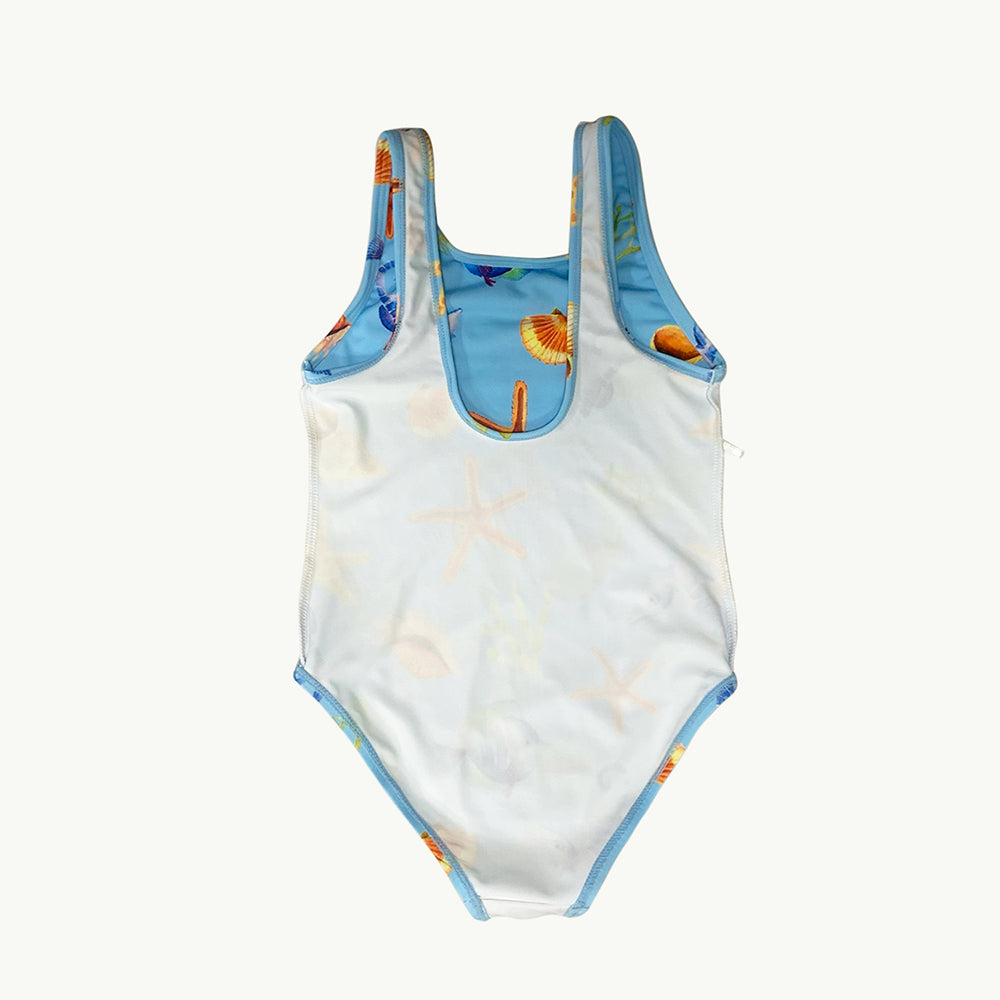Girls cute swimwear one piece swimsuit blue beach wear for holiday