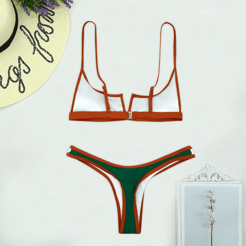 Vintage Retro Bikini Patchwork Swimsuit