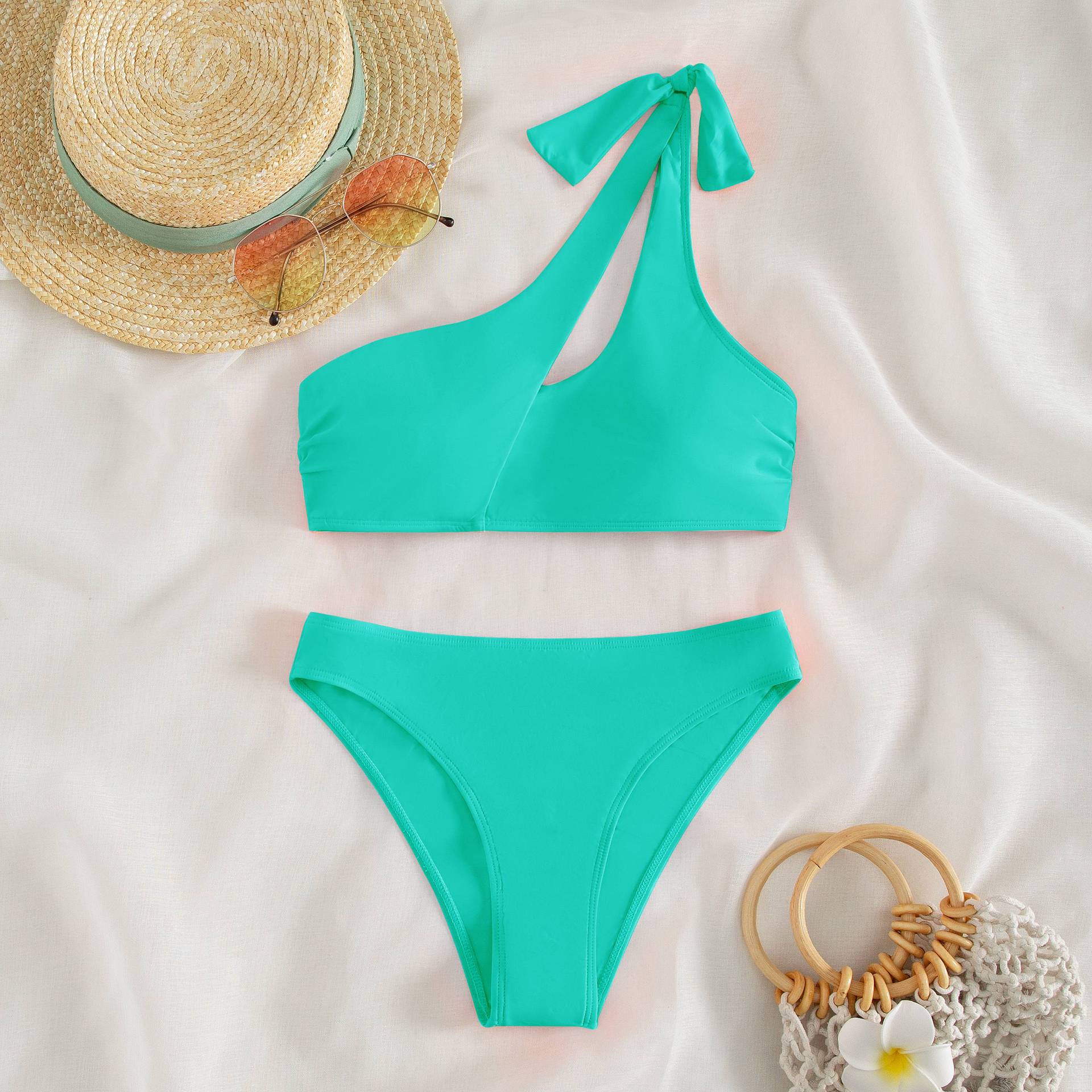 One Shoulder Solid Brazilian Bikini