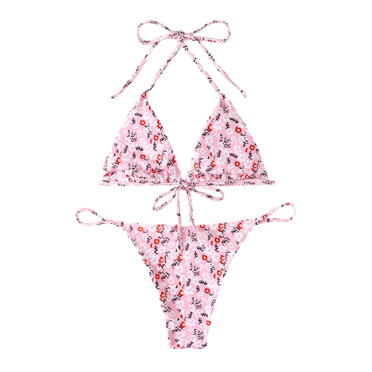 2 Pieces Floral Print Bikini Set Geometric Women Swimwear