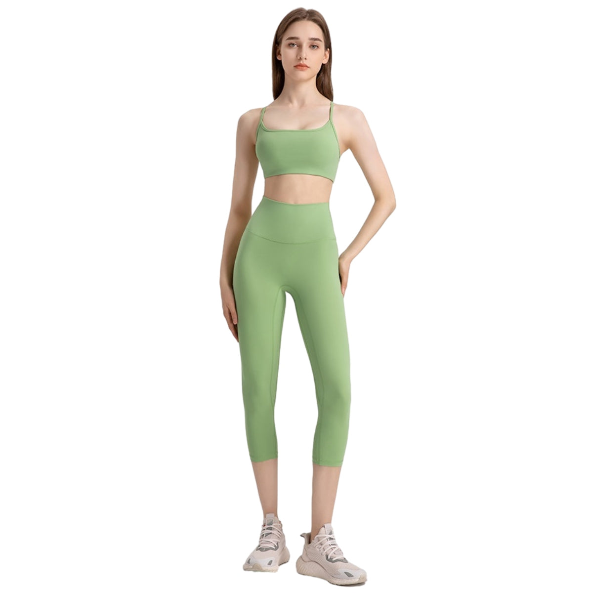 Solid Color Thin Strap Cross Hollow Back Sports Bra